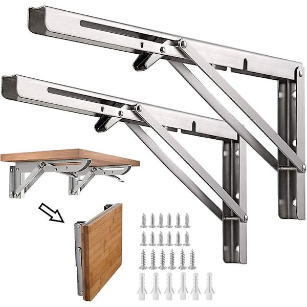 Folding Shelf Bracket, 12/300mm Rustfritt Stål Veggmontert Folding Bracket, 2 Pack Heavy Duty Retractable Folding Console Bracket For Garage Workbenc