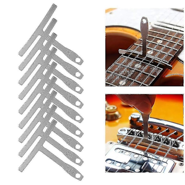 Gitarr Luthier Mätverktyg Set Sträng Action Linjal, 9 Erstring Radie Gauge För Gitarr Reparation