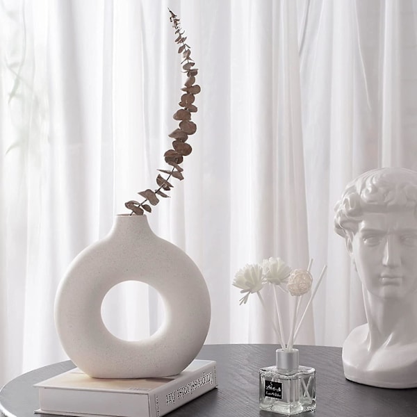 Modern Keramisk Vas, Heminredning Minimalistisk Deko Vit Vegetarisk Keramisk Blomkruka