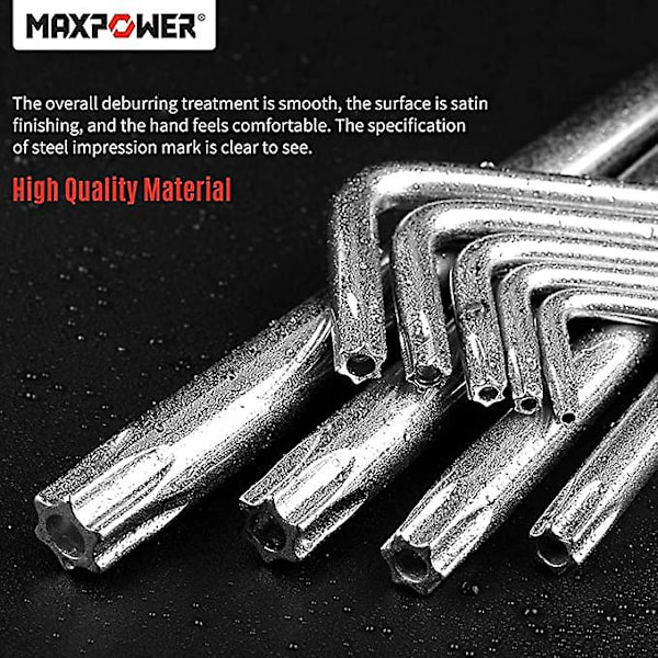 Allen Wrench Set med 9 stjerners vinklede skiftenøkler Allen Wrench Lang Torsion Star Tamper Resistant Håndtak Med Oppbevaringsholder