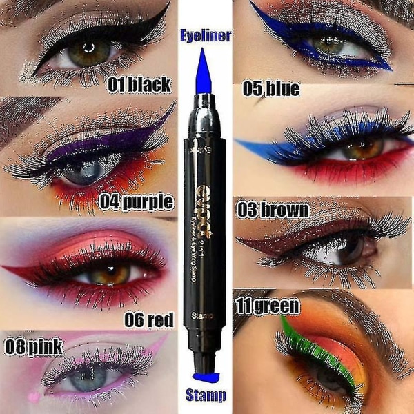 Evpct Eye Liner 2 In1 Eyeliner Stamp Seal & Pen Quick Dry Vanntett Eye Pencil Flytende Eyeliner (størrelse, farge: 1stk-lilla #04)