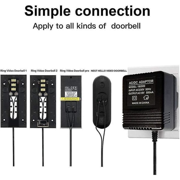 Nätadapter för Nest Hello videodörrklocka, videodörrklocka video intercom