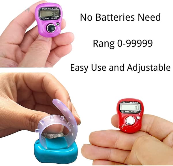 Finger Counter Clickers, 5-pack Återställbara Handräknare