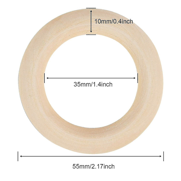 15 stk. Tretrenger, Makrame Tretrenger for DIY Håndverk Anhengsforbindelser Smykkefremstilling (55 mm)