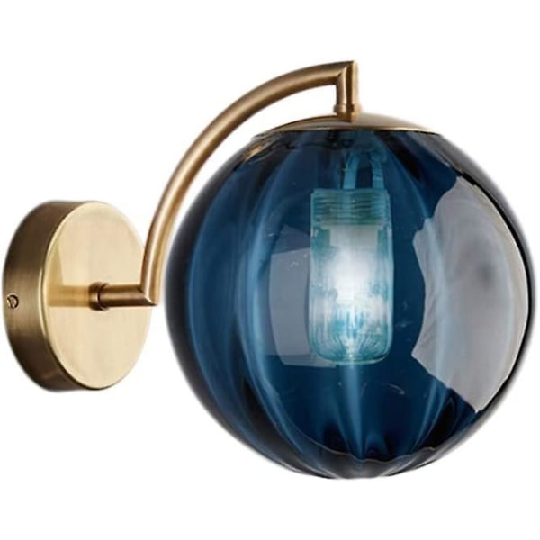 Ny Nordisk Moderne Vegglampe 15cm Blå Glass Ball Vegglampe Lysarmatur Metallbrakett Lampe (blå)