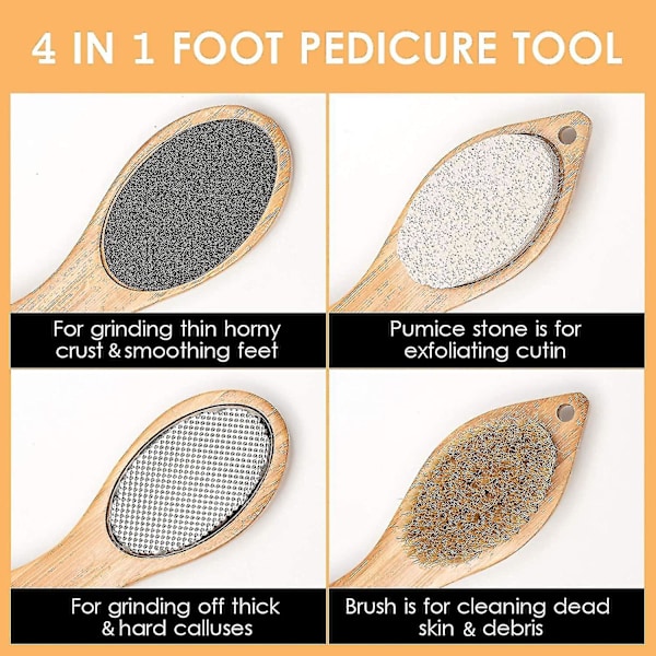 Foot File Callus Remover, 4 In 1 Foot Scrubber Pedicure Kit With Foot Rasp Pumice Stone Fo