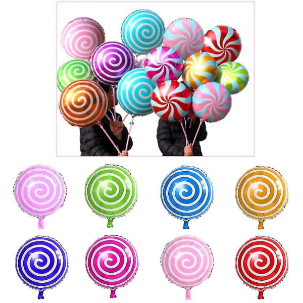 Slikballoner, sæt med 23 mylarballoner slikkepinde hvirvler pebermynteballoner til en slikbar eller slikbuffet, dekoration til slik fødselsdagsfest, slik til børn C