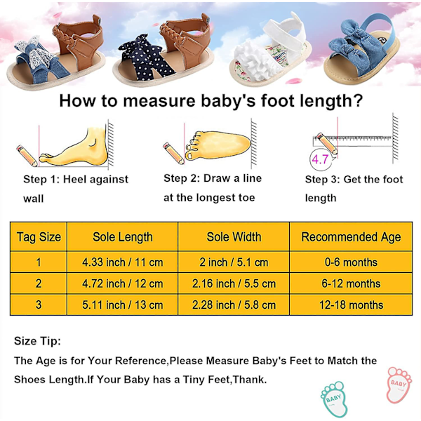 Spedbarnsandaler for sommeren, pustende og sklisikre, for gutter og jenter, myke såler, nyfødte førstegangssko e-bowknot 12-18 months infant