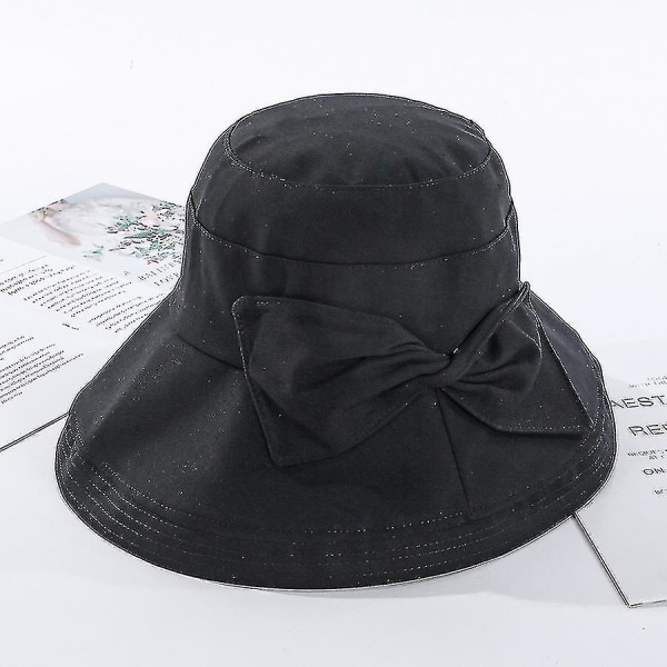 Kvinnors Bucket Sun Hat, retro elegant Bucket Hat med rosett