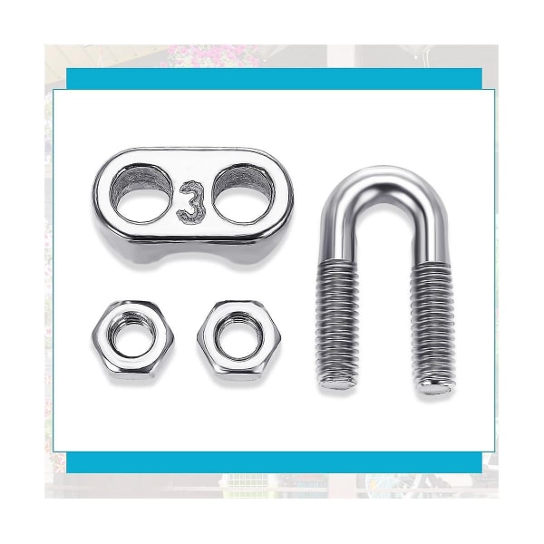 50 stk. 1/8 tommer M3 rustfrit stålwire kabelklemme klemme 304 rustfrit stålwire klemme