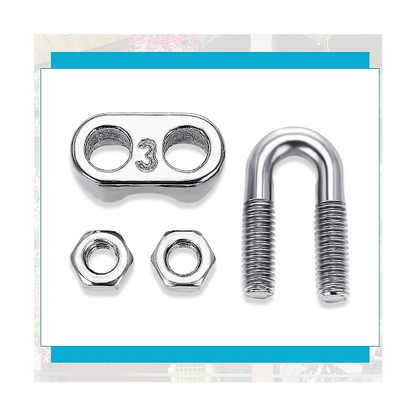 50 stk 1/8 tommer M3 rustfritt stål wire tau klemme klemme 304 rustfritt stål wire tau klemme