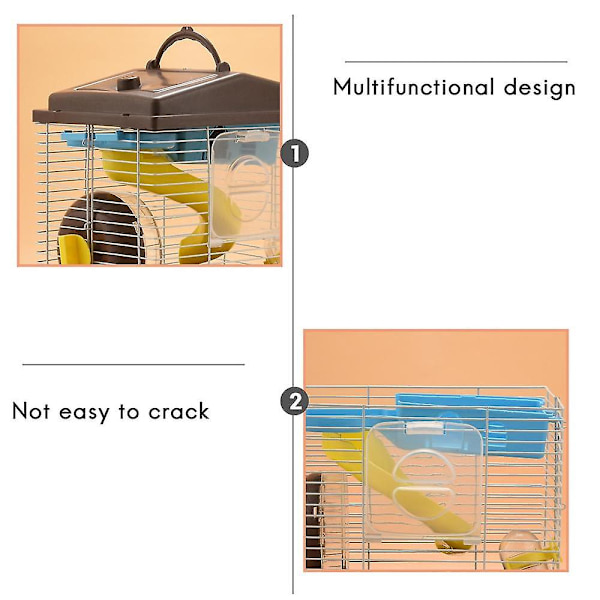 Bur til kæledyr Hamster Cottage med gennemsigtigt ovenlys Dobbeltlagshus til hamster Golden Hamster Pe