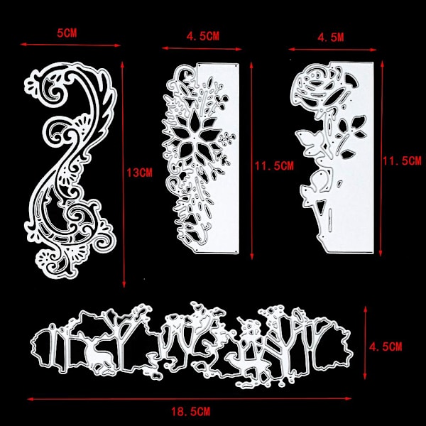 4 st blommformade metallskärmaskiner stencil scrapbooking gör-det-själv albumstämpelpapperskort präglingsdekor