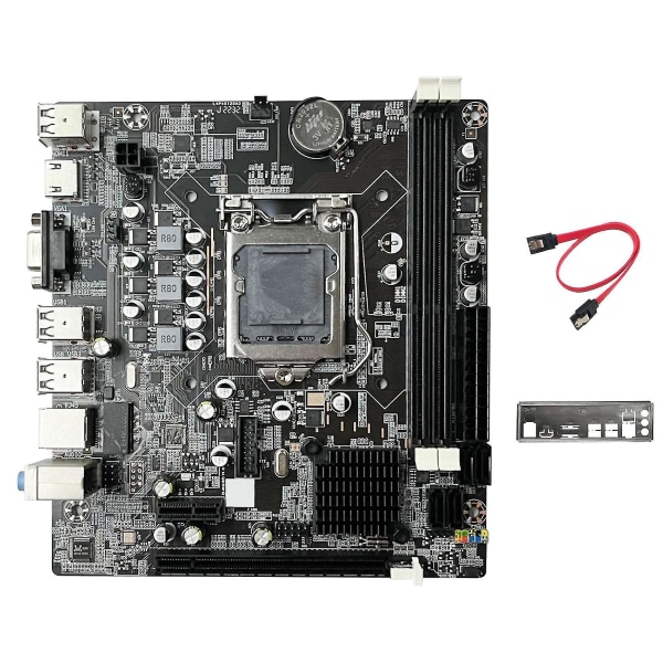 B75 Hovedkort for stasjonær PC + deksel + SATA-kabel LGA1155 DDR3 Støtter 2x8g PCI E 16x for I3 I5 I7-serien P