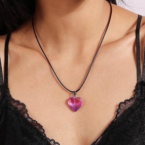 Gradient Hjärtformad Hänge Halsband Estetisk Y2k Kärlek Hjärta Halsband Hartsmaterial