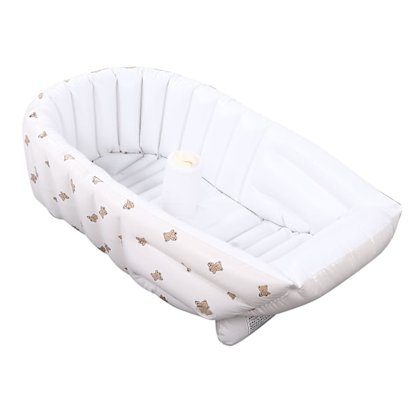 Bärbar uppblåsbar babybadkar med söt björnmönster - hopfällbar, utsökt design för hem och resor