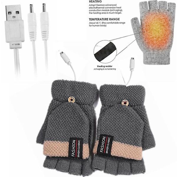 Usb Elektriska Uppvärmda Handskar Dubbelsidiga Värmehandskar Uppladdningsbara Vattentäta Justerbara Temperatu