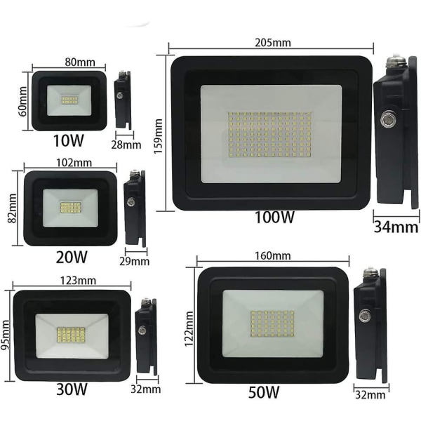 Ulkokäyttöön tarkoitettu LED-tulvavalo 10w 20w 30w 50w 100w seinävalaisin heijastin Ip68 vedenpitävä puutarhavalaistus (lämmin valkoinen, 30w)