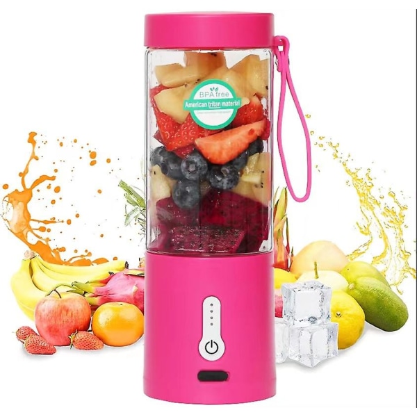 Vit Bärbar Mixer för Smoothies och Shakes, 530ML Mini Mixer med Typ-C Laddningsbar och 6 B