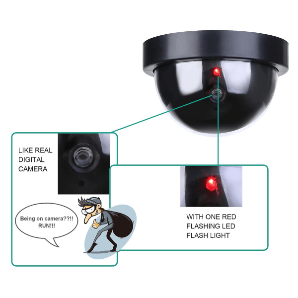 Falsk kuppelkamera hjem dummy sikkerhed CCTV advarsel LED overvågning sikkerhed