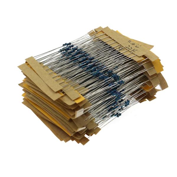 640 stk. 64 værdier 1r - 10mr 1/6w 1% metalfilm modstande assorteret sæt