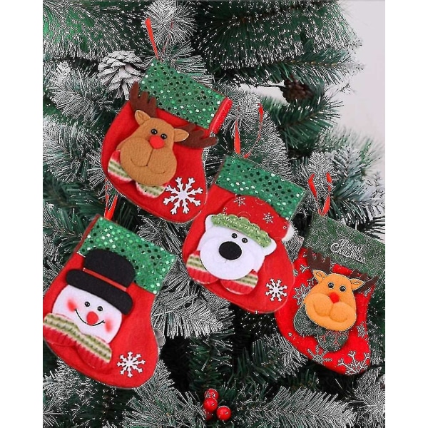 Mini Julstrumpor 4 Stycken 3d Julstrumpa Present Godispåse Kompatibel Med Barnfest Jul T