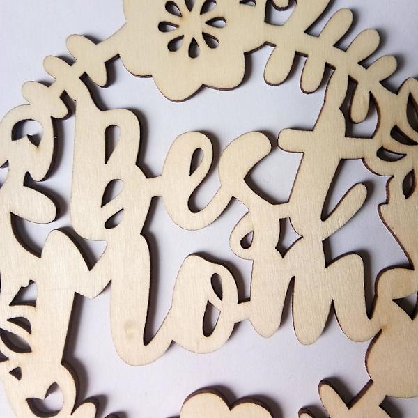 Træplade Bedste Mor Blomster Glædelig Mors Dag Pynt Lasercut Håndværk