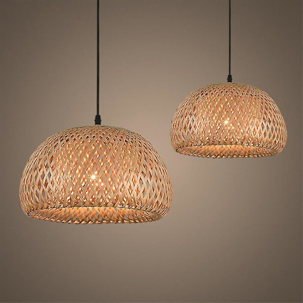 Belysning Rattan Lampe Håndlavet Bambus Lysekrone Retro Cafe Bar Lounge Til Have Restaurant Soveværelse