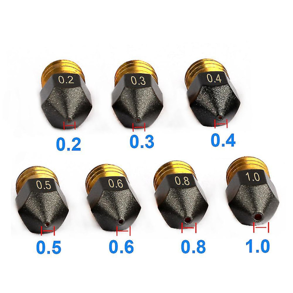 1/2/5st Nya Mk8 PTFE-belagda Munstycken Extruderhuvud för A8 A8plus Ender 3 Cr10 3D-skrivardelar Uppdatering 1.75mm Munstycken 0.2-1.0mm