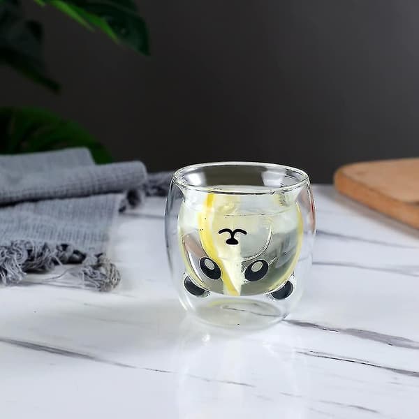 Søde Kopper Dobbelt-vægget Isoleret Glas Espresso Kop, Kaffe Kop, Tekop, Mælkekop (panda)
