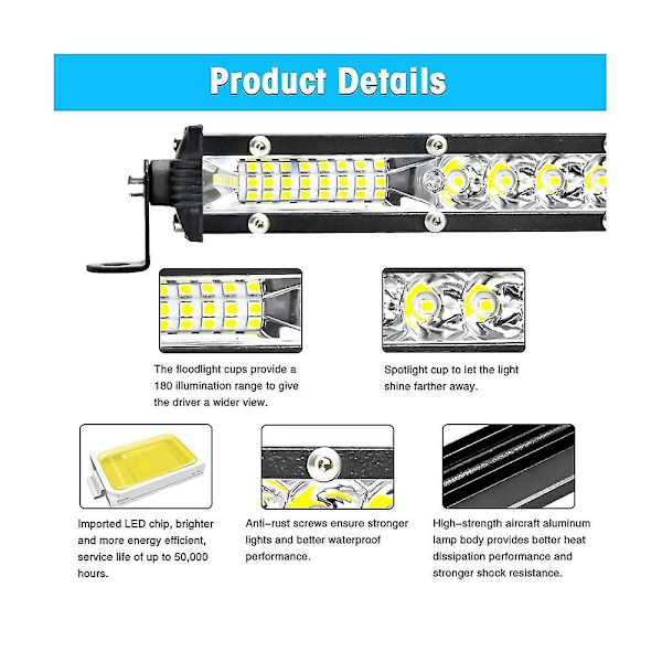 Led-valopalkki Spot Flood Combo Beam Slim Single Row Led-ajovalaisin Maastoajovalot Led-työvalo