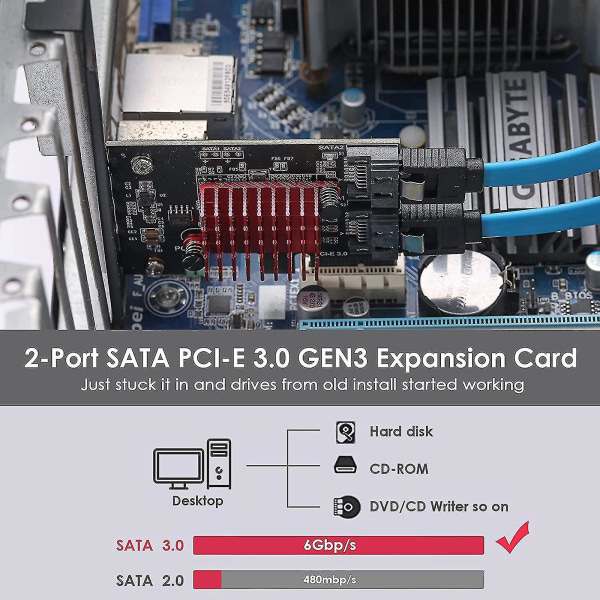 6gb/s pcie-kort 2 port udvidelseskort - 1x seriel-adapter konverter
