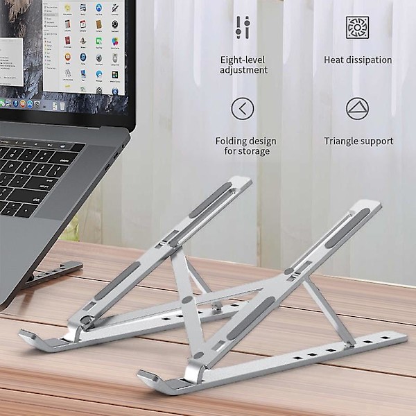Fällbart Justerbart Laptopstativ för Macbook Pro Aluminium Laptop Riser Fällbart