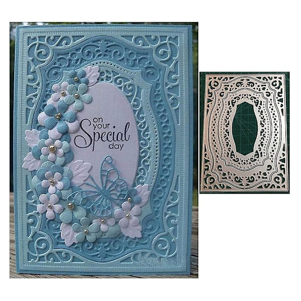 Rektangulært metallskjærende stensil DIY Scrapbooking Album Papirkort Mal Embossing Dekorasjon