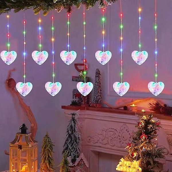Holiday Led Lysstreng Fe Lys Fargerik Lys 8 Moduser Eu Plugg Utendørs Hage Bryllup Hjem Rom Juledekorasjonslampe heart