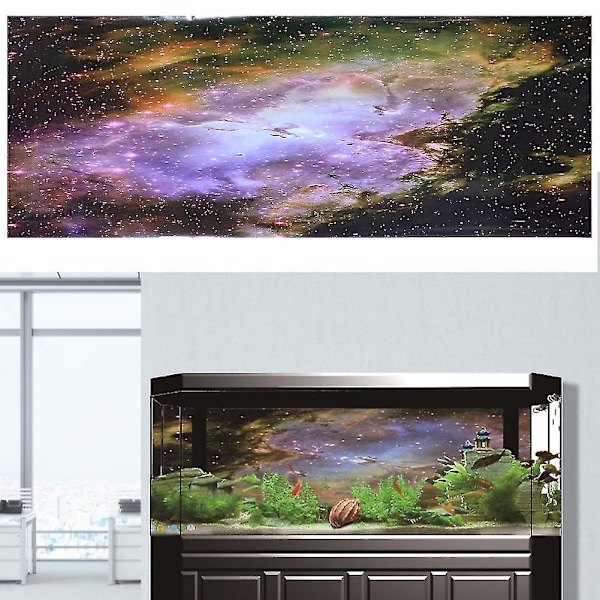 (L) 3D-klæbende rummet plakat til akvarium fisk tank dekoration