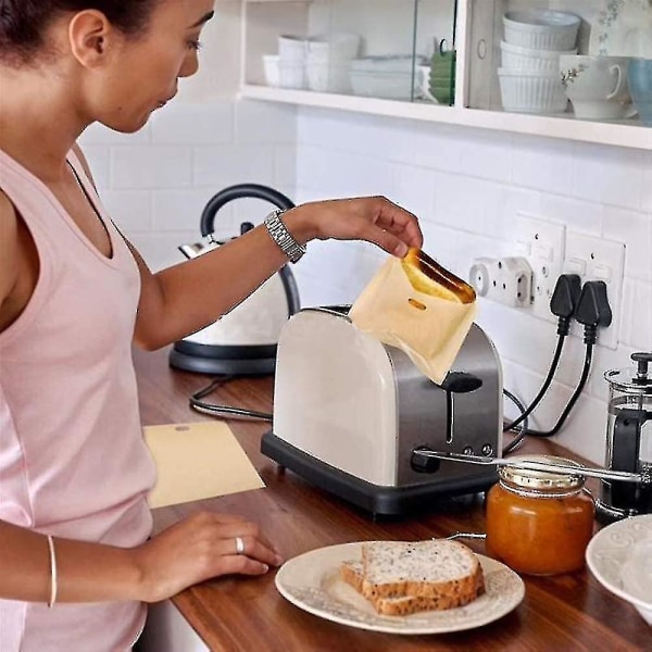 Non-stick genanvendelig brødristerpose, 6 vaskbare teflon toastposer, 16*16,5 cm