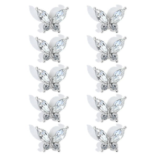 10 stk. Legering Neglekunst Rhinestones Krystal Perler Til Negle Dekoration Ringe Øreringe Diy Silver