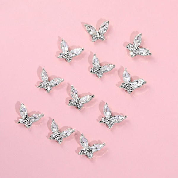 10 stk. Legering Neglekunst Rhinestones Krystal Perler Til Negle Dekoration Ringe Øreringe Diy Silver