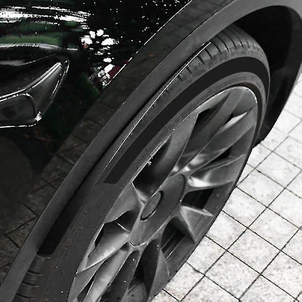 Främre+bakre bilhjulsbryn kompatibla med Tesla Model Y 2021 glänsande svart