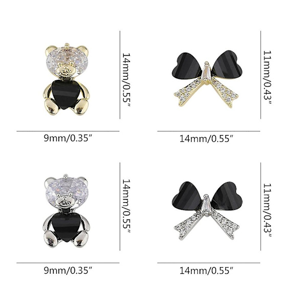 5 stk spikerkunst håndverk rhinestones charms spiker krystall edelstener manikyr spiker smykker Golden bow