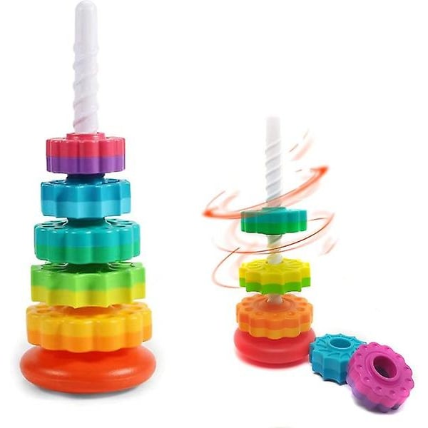 Baby Spinning Wheel Legetøj Rainbow Spin Tower Stablelegetøj til småbørn