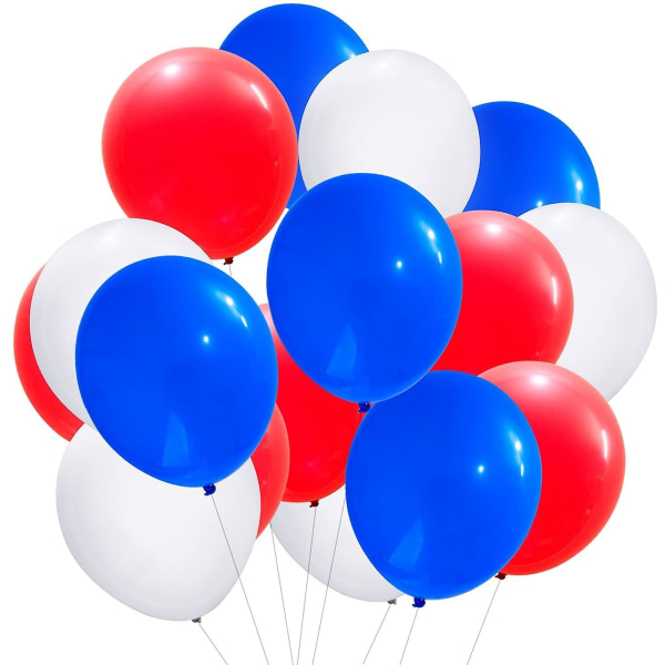 30 st, 12 tums latexballonger Röd Vit Blå Ballonger för fest