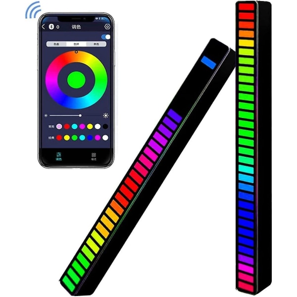 2 STK RGB stemmeaktivert rytmelys, lydhentingslys, fancy synkroniseringsboks, aktivert lys fargerik DJ