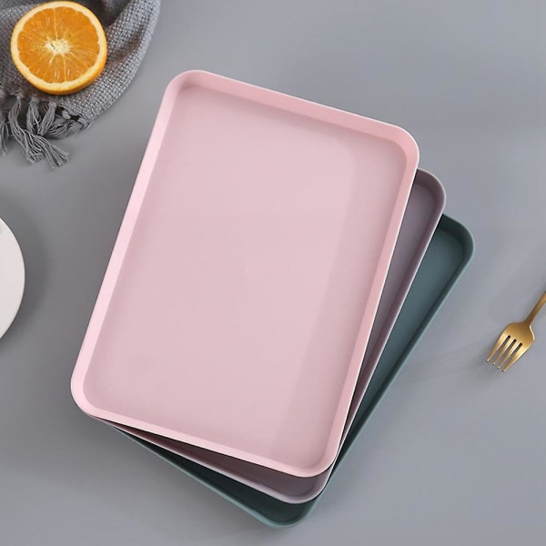 3 stk. Nordisk Rektangulær Te Bakke Plastik Opbevaringsbakke Hjem Køkken Frugt Dessert Bakke Lille