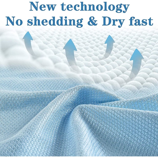 Youmi 5 kappaleen pakkaus nukkaamattomia mikrokuituisia supertaikapuhdistusliinoja kiillotukseen, pesuun, vahaukseen ja pölyttämiseen. Siivoustarvikkeet, sininen, 12x16 tuumaa