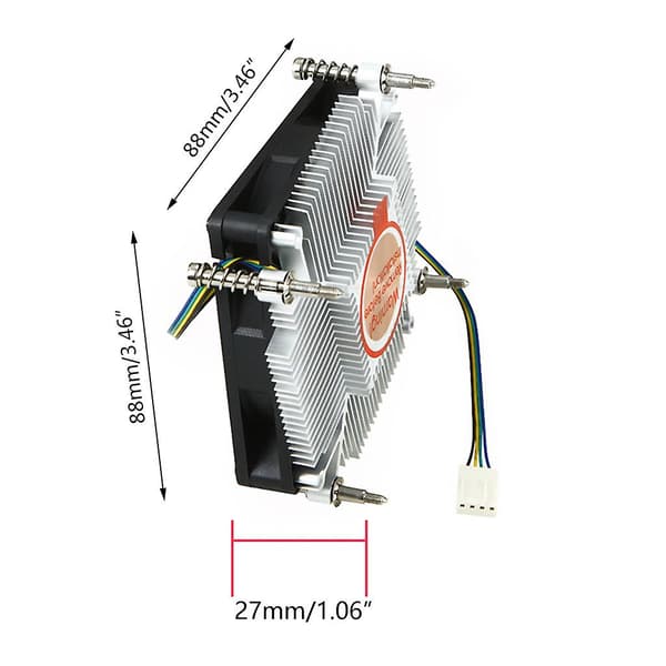 Cpu-køler til slankt chassis til Intel-sokler Lga 115x 4pin Pwm-ventilator til Itx til