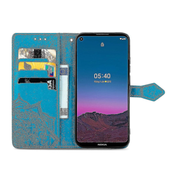 Nokia 5.4 veske Lommebokdeksel Emboss Mandala Magnetic Flip Protection Støtsikker - Blå