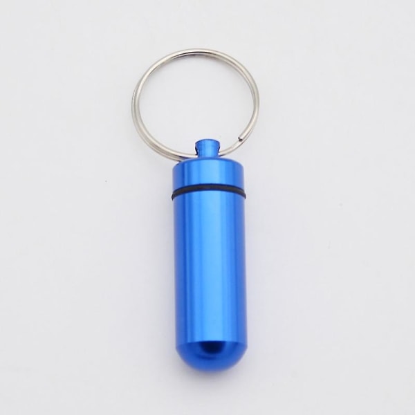 4 ST Blå liten pillerbehållare, aluminiumpillerhållare, aluminiumpillerlåda miniflaska, vattentät pil