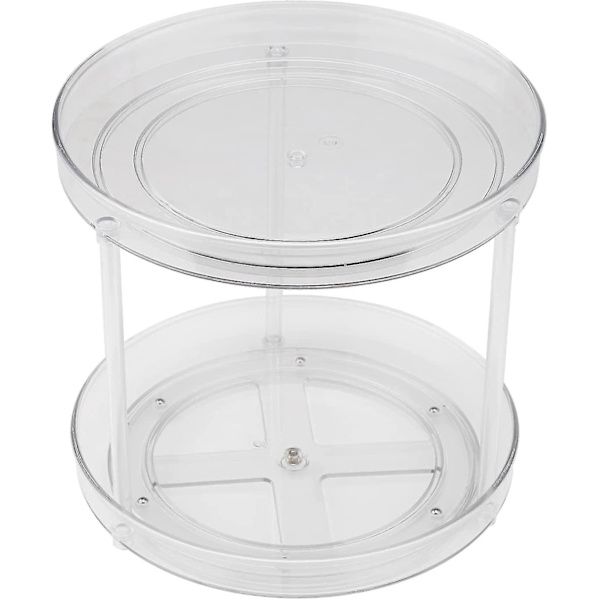 Levypöytäjärjestäjä, 2-tasoinen Lazy Susan -kaapin järjestäjä, levypöytä maustehylly keittiökaappiin, Lazy Susan -levypöytä mausteiden säilytykseen ruokakomeroon, setti